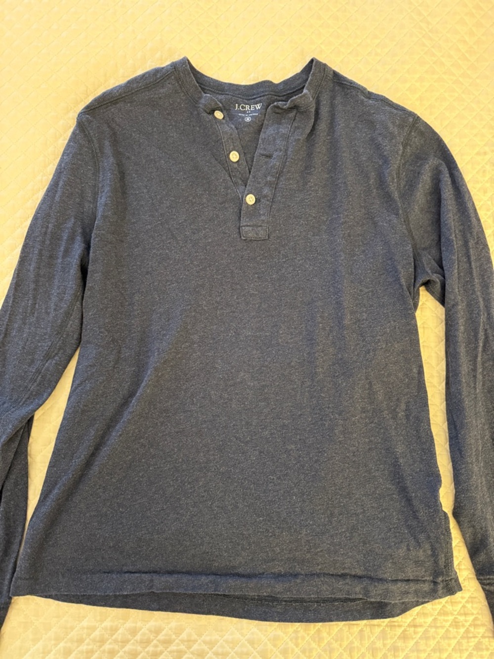 J. Crew Men's Long-Sleeve Navy Henley with Button Placket